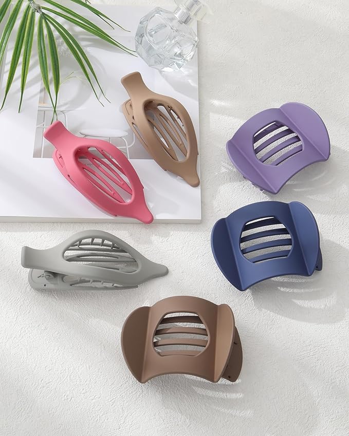 6 PCS French Flat Hair Clips for Women 2 Styles Large Matte Flat Claw Clips Strong Hold No-Slip French Hair Barrettes for Thick Thin Hair(Multicolor 2)