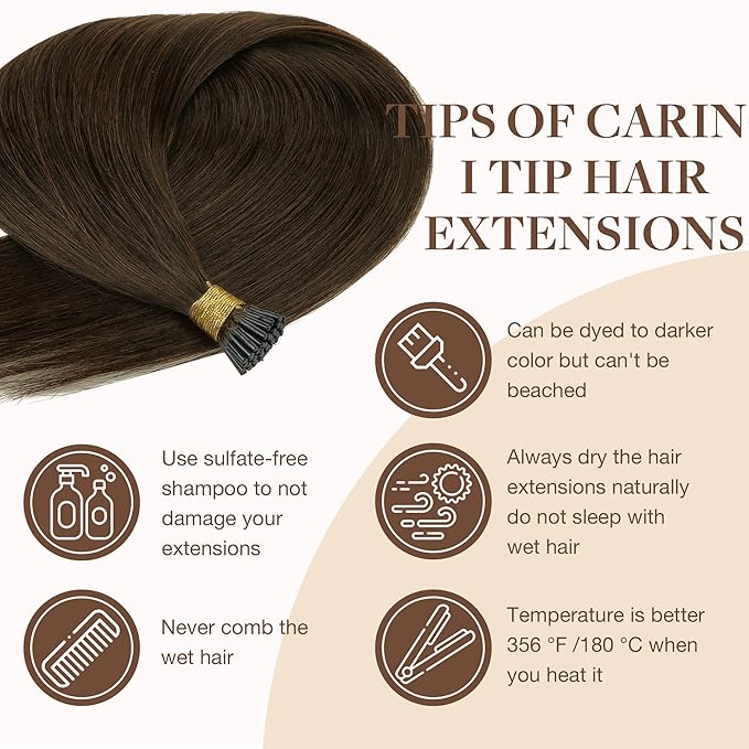 GOO GOO GOOGOO I Tip Hair Extensions Human Hair 50g 100 Strands Itip Extensions Pre Bonded Chocolate Brown 16inch