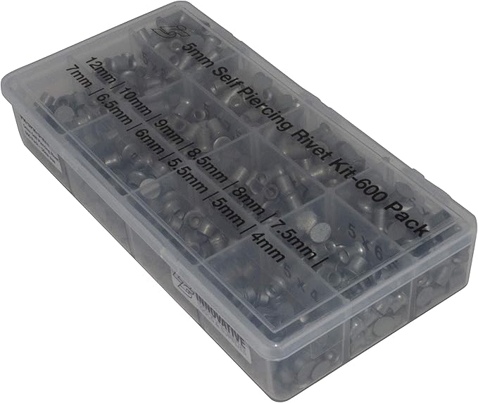 Innovative Tools & Supplies Self-Piercing Rivets 5mm Assorted Size Kit of 600 Pieces - 50 Each Size