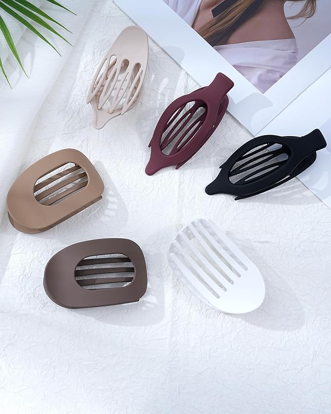 6 PCS French Flat Hair Clips for Women 2 Styles Large Matte Flat Claw Clips Strong Hold No-Slip French Hair Barrettes for Thick Thin Hair(Multicolor 7)