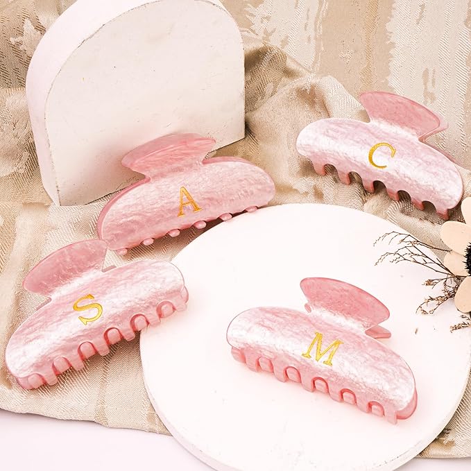 Hair Clips for Women | Monogram Hair Claw Hair Accessory | Personalized Gifts for Women Teen Girl Trendy Stuff | Gifts for Mom Bridesmaid Bride Wife Friend Sister Teacher Her - Pink,B