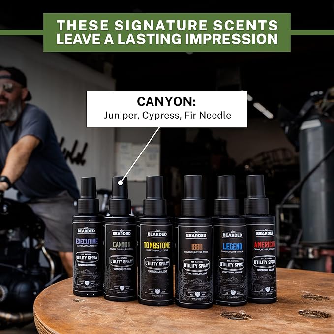 Live Bearded Utility Spray - All Purpose Cologne with Natural Fragrance - Made in the USA - 3.4 fl oz Bottle | Canyon Scent - Juniper, Cypress, Fir Needle