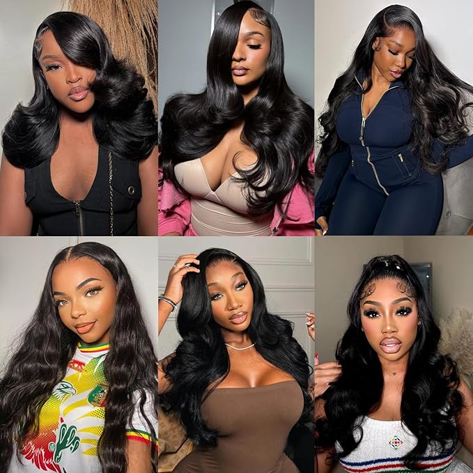 Human Hair Bundles 14 16 18 Inch Body Wave Bundles Human Hair 100% Unprocessed Brazilian Virgin Body Wave Human Hair Extensions Real Human Hair Double Weft Extension for Women Natural Black