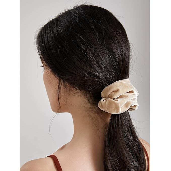 Dofash 3Pcs Excellent Velvet Traceless Beauty Thermal Twisters Hair Scrunchies Assorted Color With Delicate Bag For Girls And Woman (Black +Brown+Blonde)