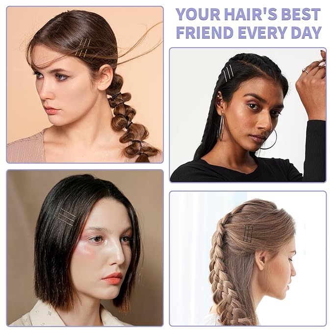 Bobby Pins, Hair Pins 2 Inch 60PCS Crimped Hair Clips for Kids, Girls, and Women, Secure and Easy for All Hair Types, With Ball Tips Design. Hair Accessories for Styling (Black)