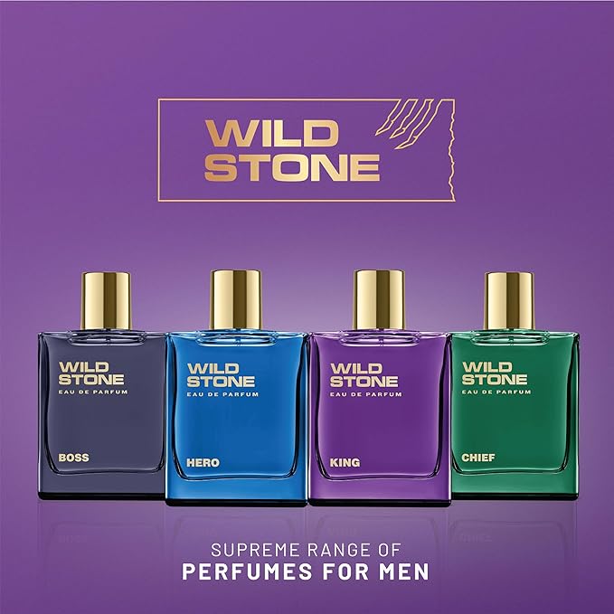 Wild Stone King Perfume for Men| Luxury Eau De Parfum | Long-Lasting Fragrance | Premium Perfume for Men l Infused with Woody & Oriental Notes 100 ml 3.4 Fl oz | Vegan | Clean Ingredients