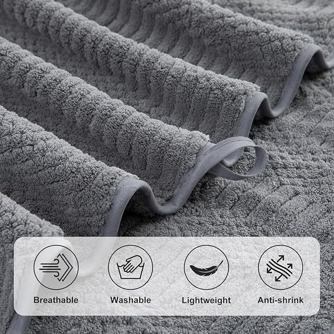 8 Piece Bath Towel Set-2 Oversized Bath Sheets(35"x70"),2 Hand Towels,4 Washcloths-Extra Large Microfiber Towel Sets,Less Lint Highly Absorbent & Quick Dry Bath Towels for Bathroom Gym Pool,Grey