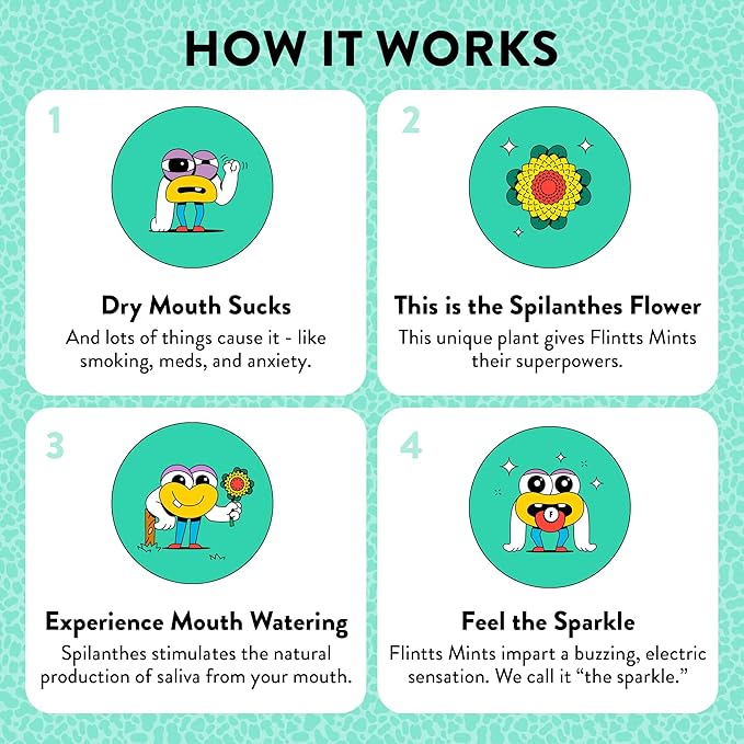 Flintts Mints Full House – Sugar Free Mouthwatering Mints for Dry Mouth Relief & Freshness – Vegan Oral Health Support with Sparkle Effect – Pocket Travel Saliva Substitute, Lozenges Alternative, Variety Pack