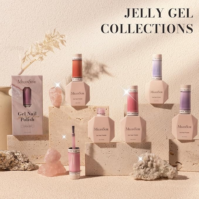 MelodySusie Jeweliver Gel Nail Polish, 0.5Fl.oz Rose Pink Milky Gel Polish Nude Pastel Color Soak Off UV LED Light Cure Gift for Women Manicure Nail Art DIY at Home JM18