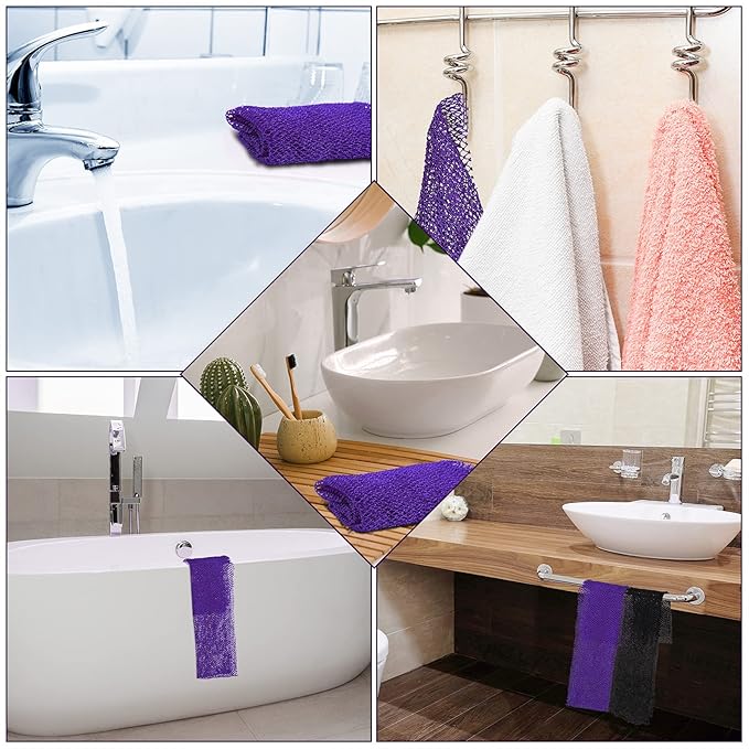 Geiserailie African Net Sponge Long Bathing Net Shower Body Scrubber Back Scrubber Skin Smoother Bathing Sponge for Daily Use or Stocking Stuffer(Purple)