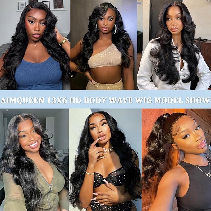 13x6 Lace Front Wigs Human Hair 200 Density Body Wave Lace Front Wigs Human Hair Pre Plucked 12A Glueless Wigs for Women HD Lace Frontal Wigs Natural Color 28 Inch