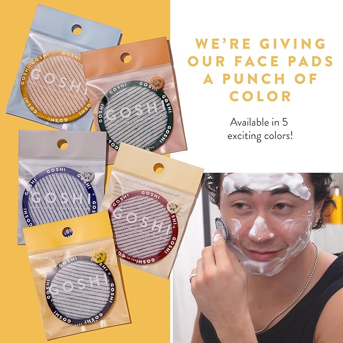 GOSHI Exfoliating Complexion Pads - Reusable, Rapid-Drying, Soft Exfoliating Face Scrubber for All Skin Types - Blue - Made in Japan