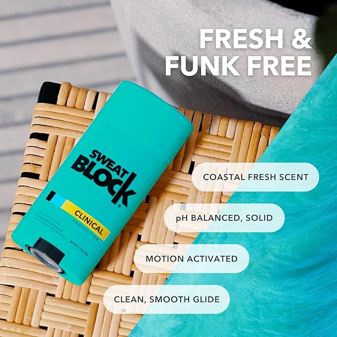 SweatBlock Clinical Strength Antiperspirant and Deodorant System for Men and Women Roll-On 1.2 fl oz for Sweat Control Plus 2.7 oz Stick for 48 Hour Odor Protection Hyperhidrosis Treatment Kit