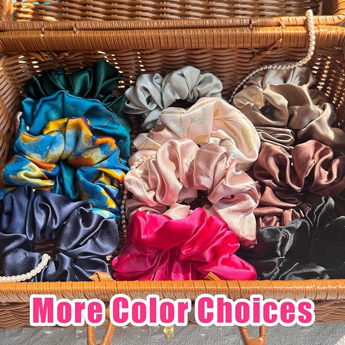 100% Mulberry Silk Scrunchies for Women and Girls,Pure Silk Hair Tie,No-Crease Ponytail Holder,Soft & Gentle on Hair,Elastic Band for All Hair Types,1 Pack,Hot Pink