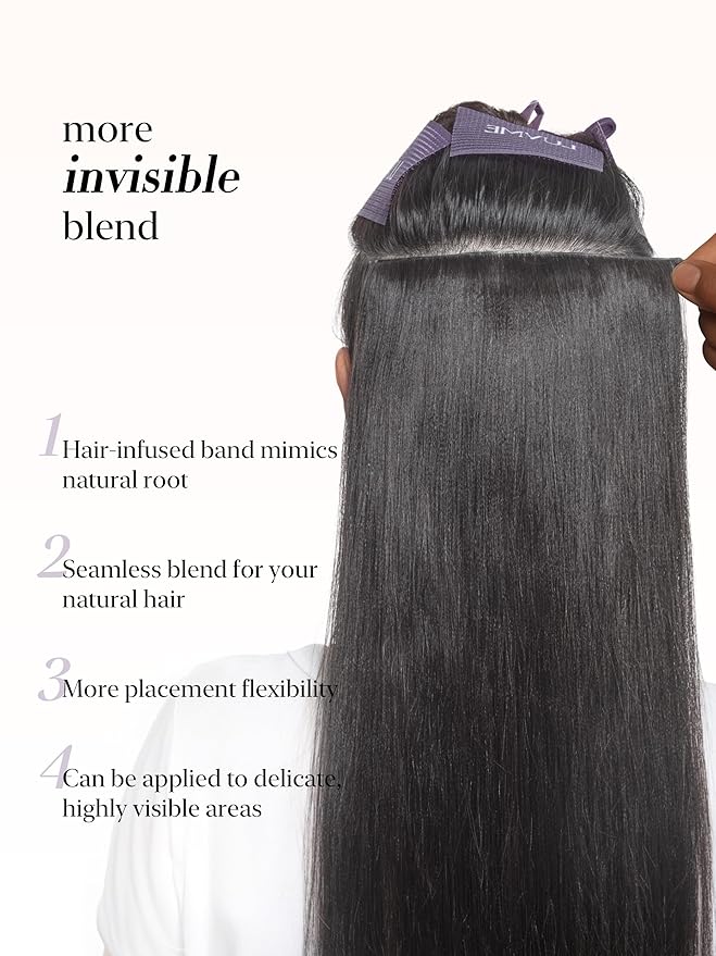 LUVME 0.59mm Zero Trace Invisible Clip in Hair Extensions, Yaki Straight 2 Pack 7 Pcs 100g 18 Inch, 100% Real Human Hair Clip Ins, Invisible Multi Piece System, Comfortable Wear for School & Work
