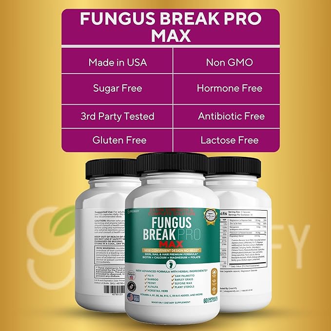 Fungus Break Pro Max Nail & Hair Supplement, 60 Capsules, Biotin 5000mcg with Vitamins & Herbal Blend (3)