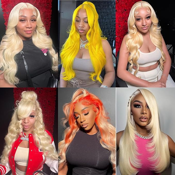 Alimubi 613 Lace Front Wig Human Hair 5x5 Body Wave Glueless Wigs Human Hair Pre Plucked Pre Cut Wear and Go Blonde Wig Human Hair(32 Inch)