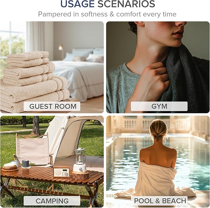 Comfort Spaces Luxury Bath Towel Set - 12 Piece, 4 Large, 4 Hand, 4 Washcloth - 100% Cotton, Quick Dry, Soft, Indigo Navy Blue