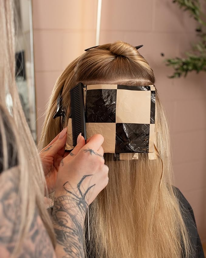 FRAMAR 8x11 Checked Out Hair Foil – Hair Foils For Highlighting, Pop Up Foil For Hair Highlighting, Salon Foils For Hair Highlighting Kit, Wide Hair Foils For Bleach, Salon Foils For Hair Stylist 200