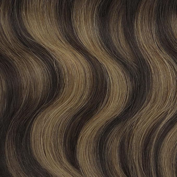 HOTBANANA Seamless Clip in Hair Extensions, 22 Inch 140g 7pcs Dark Brown to Chestnut Brown Invisible PU Skin Weft Straight Remy Human Hair Extensions