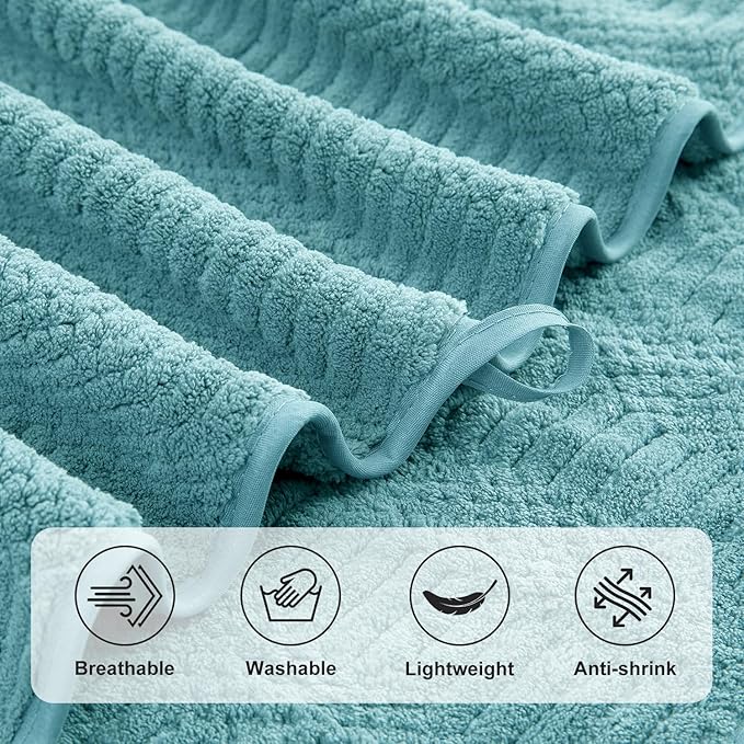 8 Piece Bath Towel Set-2 Oversized Bath Sheets(35"x70"),2 Hand Towels,4 Washcloths-Extra Large Microfiber Towel Sets,Less Lint Highly Absorbent & Quick Dry Bath Towels for Bathroom Gym Pool,Turquoise