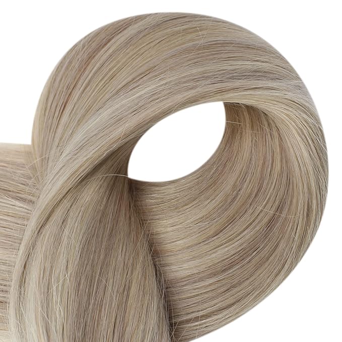 Full Shine Seamless Tape in Hair Extensions 12Inch Color 18 Ash Blonde Highlight 613 Blonde Double Side Invisible Tape in Extensions Short Straigh Real Human Hair 30 Gram Add Volume 20Pcs for Party