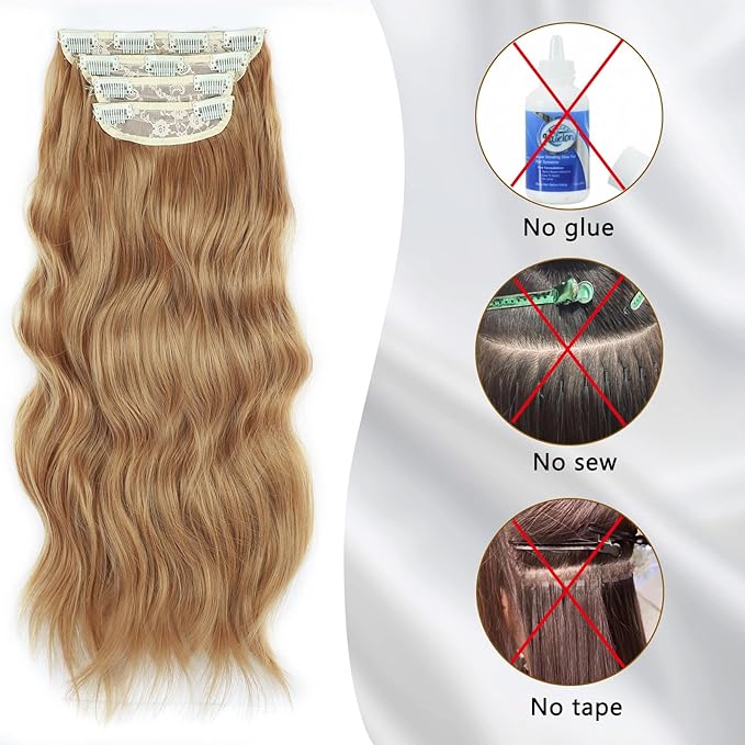 Clip in Hair Extensions for Women 20 Inch Copper Red Hair Extension Long Wavy Hair Extension Thick Hairpieces Long Clip in Hair Extensions(20INCH, 30/44B)