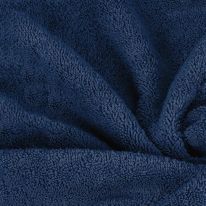Mocassi Luxury 100% Turkish Cotton 6-Piece Towel Set - Ultra Soft, Quick Dry Highly Absorbent Premium Spa Hotel Quality Bath Towels, Includes 2 Bath Towels, 2 Hand Towels and 2 Washcloths, Navy Blue