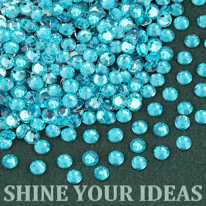 Resin Rhinestones for Crafting with B7000 Jewelry Glue, 1 Box Teal Blue Flatback Crystals with 3Pcs 10ml Glue for Bedazzling Crafts DIY Nail Art Makeup,Non Hotfix Gems for Clothing Shoes
