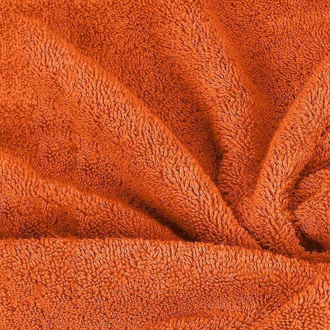 Mocassi Luxury 100% Turkish Cotton 6-Piece Towel Set - Ultra Soft, Quick Dry Highly Absorbent Premium Spa Hotel Quality Bath Towels, Includes 2 Bath Towels, 2 Hand Towels and 2 Washcloths, Orange