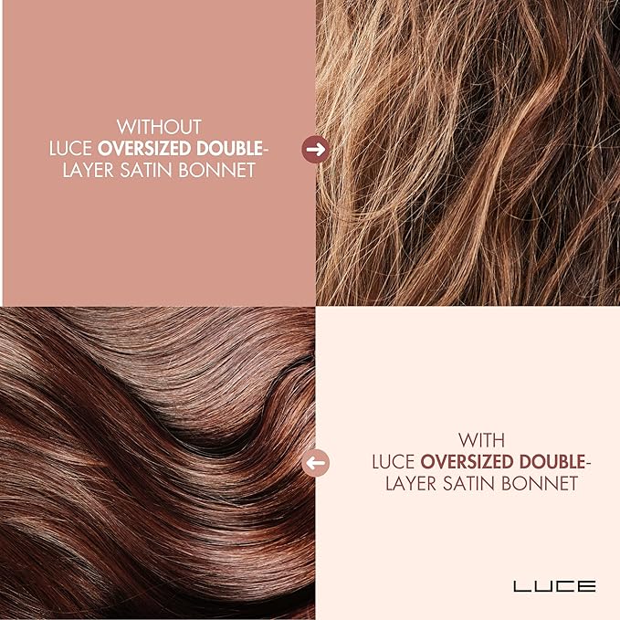LUCE Satin Bonnet for Sleeping – Adjustable Double Layer Hair Cap for Women, Prevents Frizz & Breakage, Comfortable Night Cap