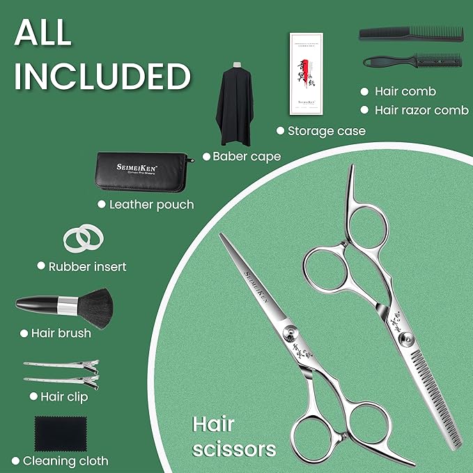 Hair Cutting Scissors Kit – 6.0 Inch Professional Hair Shears - Hairdressing Barber Thinning Scissors for Salon & Home Use