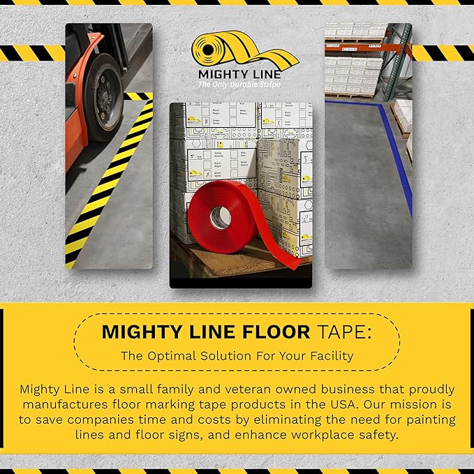 Mighty Line 3/4" Wide Corner Floor Marking Tape, Heavy-Duty, Peel and Stick, Adhesive, Industrial Quality, Blue, Pack of 108