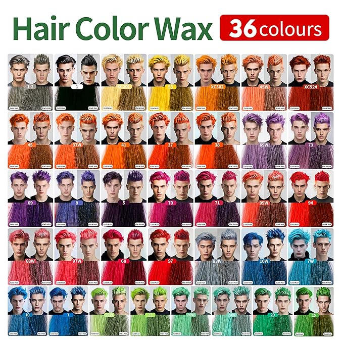 Temporary Hair Color Wax for Men - SUPIYA Washable Hair Wax Color, All-Day Hold Disposable Hair Wax for Party, Cosplay & Daily (Color #69W)