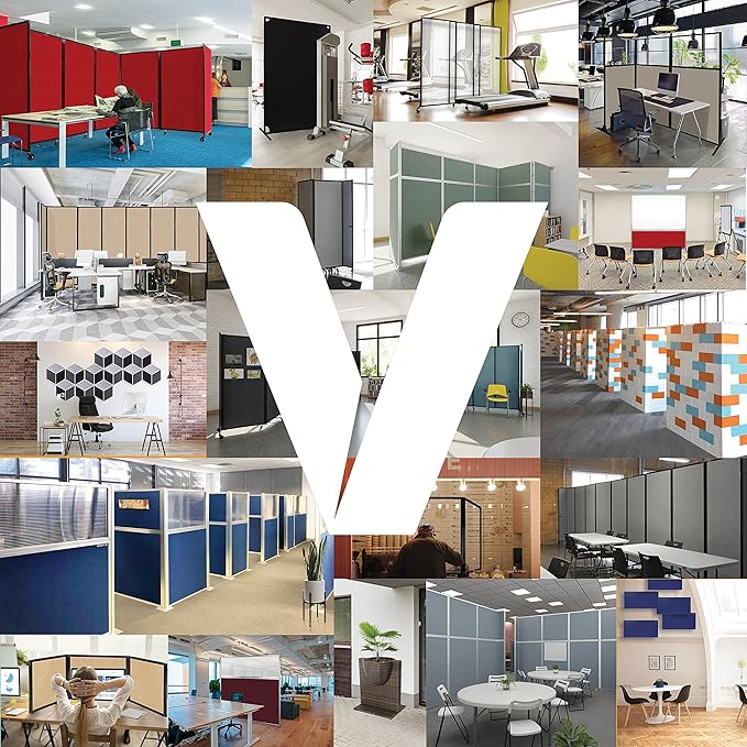 Versare Room Divider 360 Wall-Mounted Folding Partition | Locking Wheels | Temporary Room Separator | 25' x 6' Dark Gray SoundSorb Panels