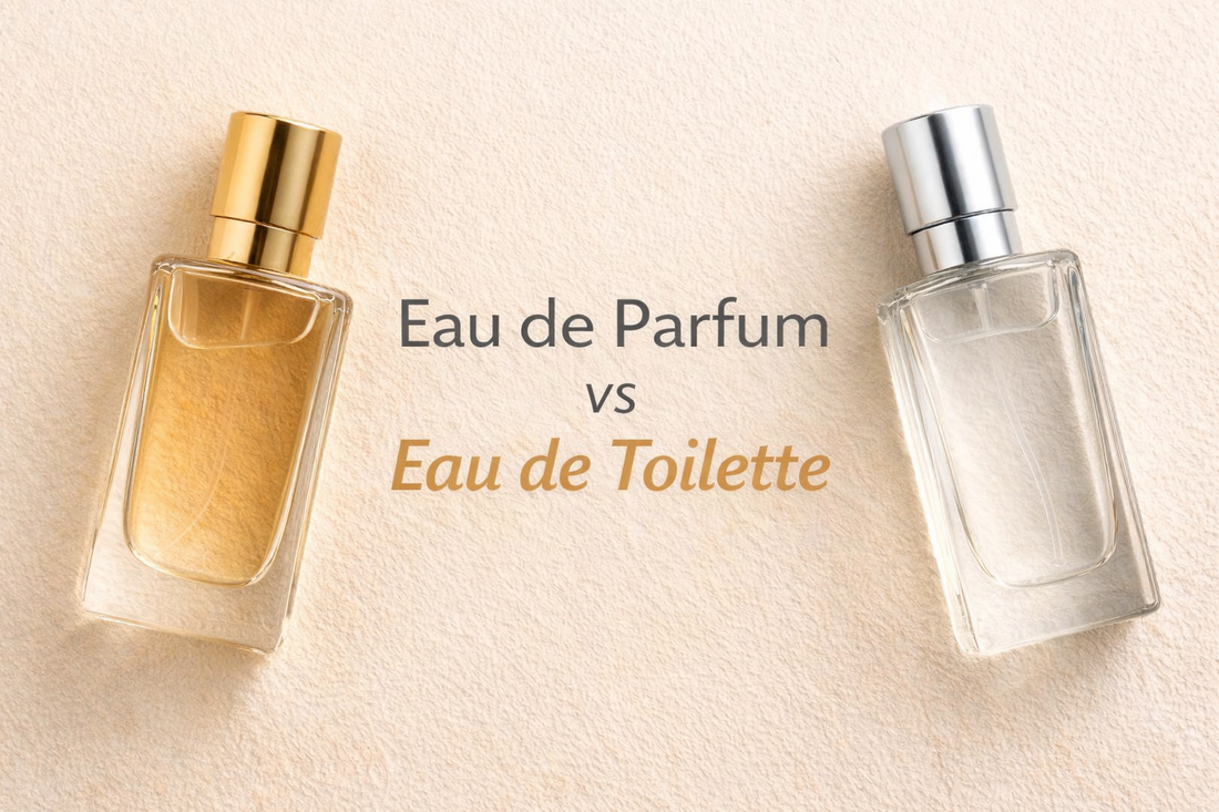 Eau de Parfum versus Eau de Toilette fragrance bottles showing the real difference