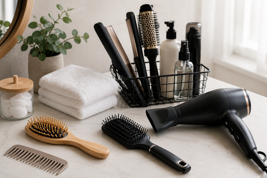 Clean hair tools including brushes and combs for better hair hygiene and health