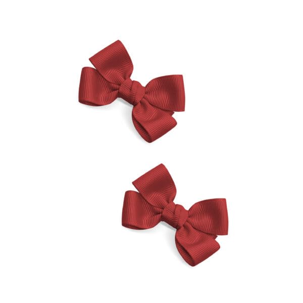 Girls' Handmade Butterfly Hair Clips, Set of 2, Snag-free, No-Slip (Ruby)