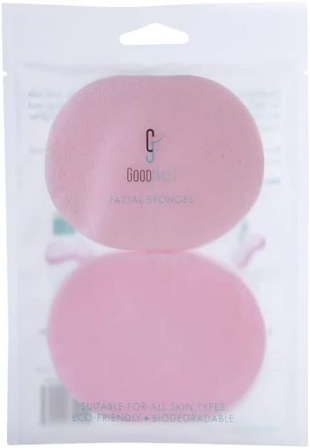 GoodJanes Facial Sponges for Sensitive Skin – Hypoallergenic Reusable Face Sponges for Gentle Cleansing & Light Exfoliation – Latex-Free, Non-Irritating Skincare Tools, 2-Pack