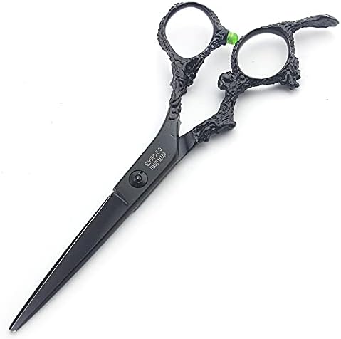 6 Inch Hair Stylist Barber Scissors, Black, 440C Stainless Steel, Ergonomic, Compact