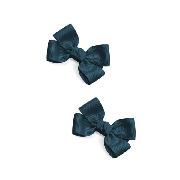 Girls' Handmade Butterfly Hair Clips, Set of 2, Snag-free, No-Slip (Military Blue)