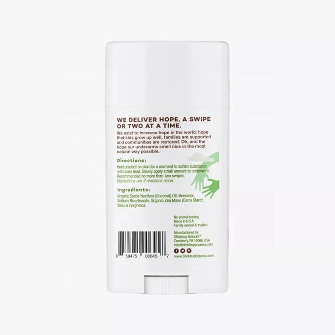 Natural Organic Deodorant Stick with Cedar and Eucalyptus, Coconut Oil and Beeswax, Aluminum Free Deodorant by Stinkbug Naturals, 2.1 Ounce