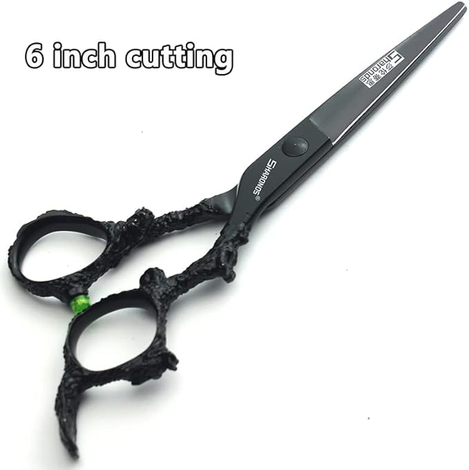 6 inch hair stylist barber scissors black plate dragon 440C hairdressing cutting scissors+thinning scissors (6 inch 2PC)
