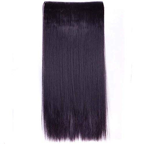 S-noilite® Elegant 30"(76cm) Longest Straight Dark Black Mix Dark Purple 3/4 Full Head One Piece 5 Clips Clip in Hair Extensions
