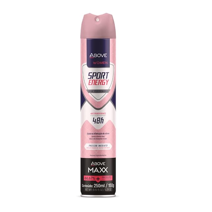 ABOVE Deodorant Women Spray, Sport Energy MAXX 48 Hours -Protects Against Sweat & Body Odor - Dry Antiperspirant Women Spray, Instant Freshness - Alcohol Free - 5.29 oz