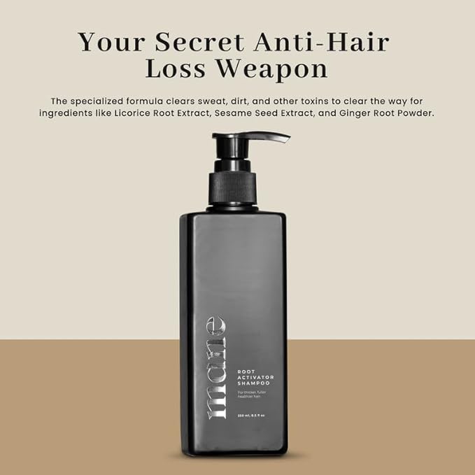 Superior Mane Hair Growth Shampoo for Men (250ml) Activating Follicles & Roots for Thicker & Fuller Hair | Cleanse, and Hydrate Scalp | Root Activator | Regrowth Shampoo for Men