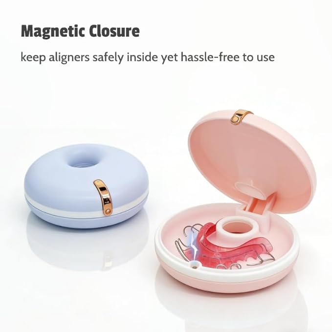 Cute Retainer Case for Women, Small Aligner Box for Travel, Stylish Night Guard Container, Sleek Retainer Holder Compatible with Invisalign (Pink)