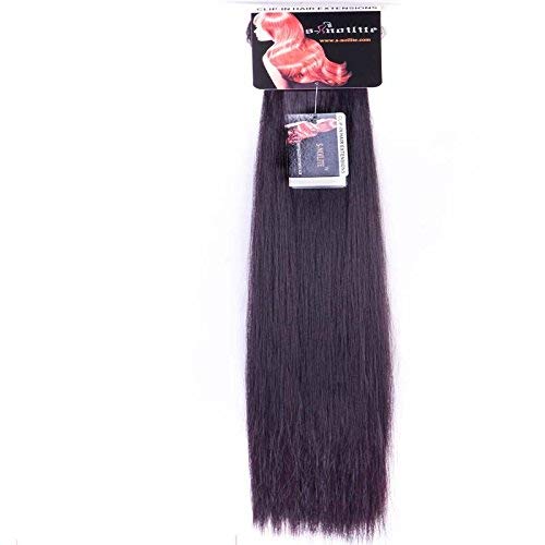 S-noilite® Elegant 30"(76cm) Longest Straight Dark Black Mix Dark Purple 3/4 Full Head One Piece 5 Clips Clip in Hair Extensions