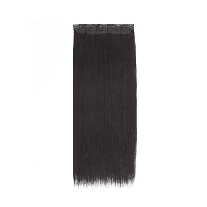 S-noilite Clip in Hair Extensions 26" Straight 3/4 Full Head One Piece 5clips Long Hairpiece Clip on Hair Popular Style New Synthetic Anti-tangle for Dreamlike Girls (26" Straight,Natural Black)