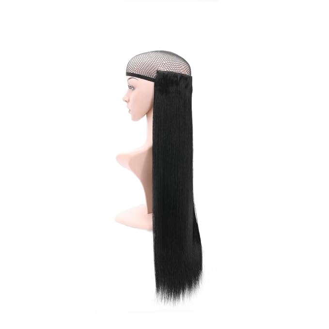 S-noilite Clip in Hair Extensions 26" Straight 3/4 Full Head One Piece 5clips Long Hairpiece Clip on Hair Popular Style New Synthetic Anti-tangle for Dreamlike Girls (26" Straight,Classic Black)